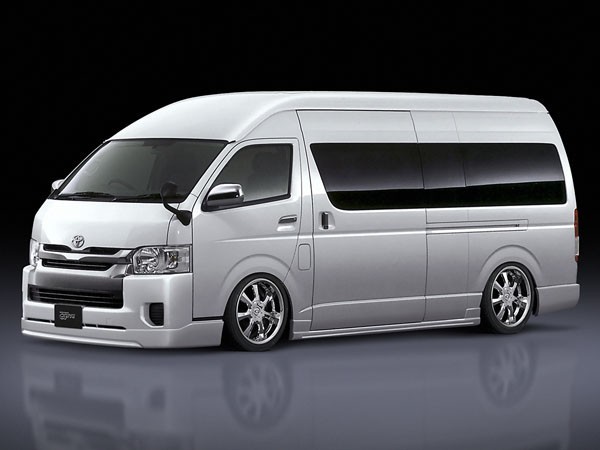 エアロパーツ ハイエース/レジアスエース 200系 9型 ワイド(グランドキャビン)用 フロントハーフスポイラー サイドステップ リアバンパー 3点キット エアロパーツ 詳細